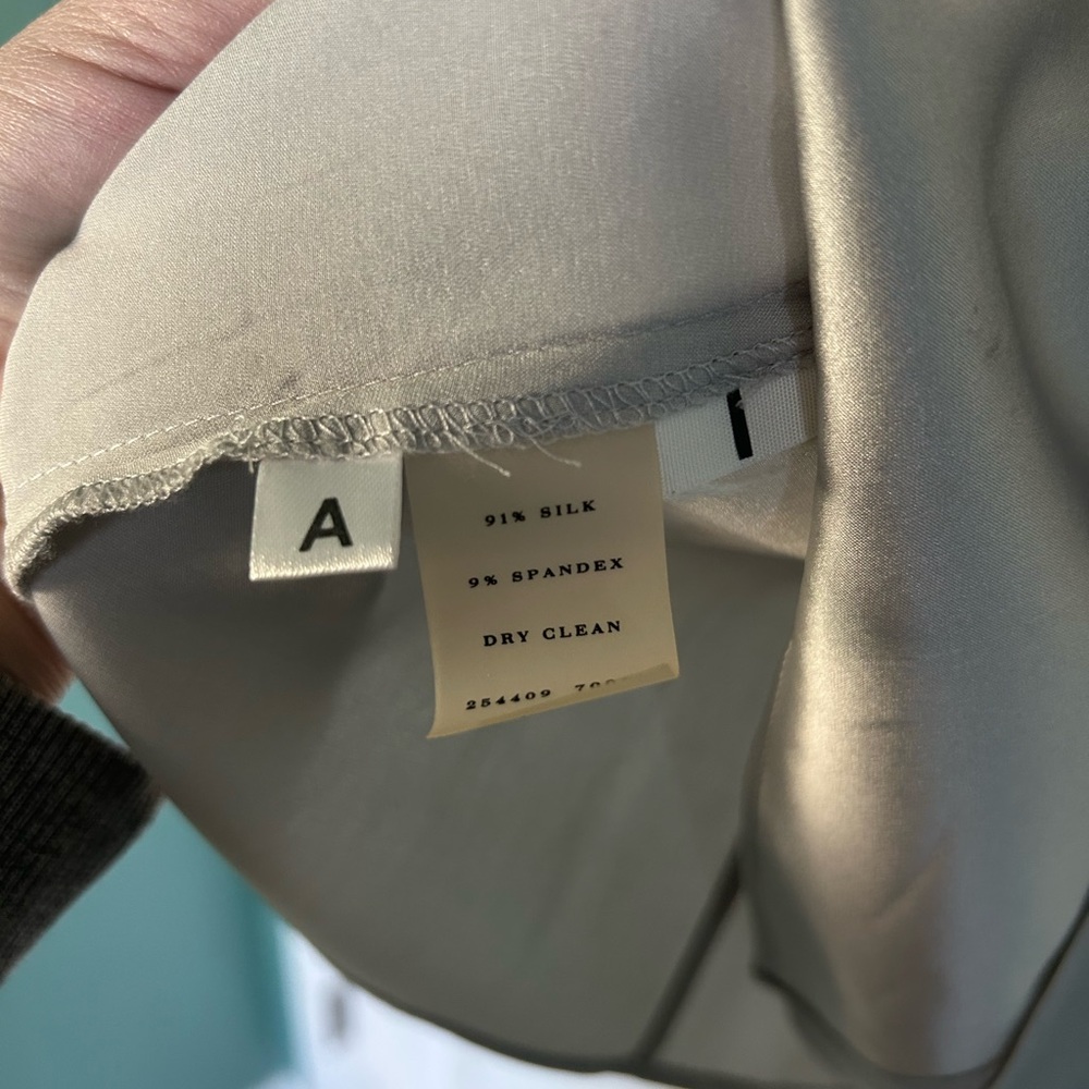 Ann Taylor Silver Silk Wrap Blouse - Picture 5 of 7